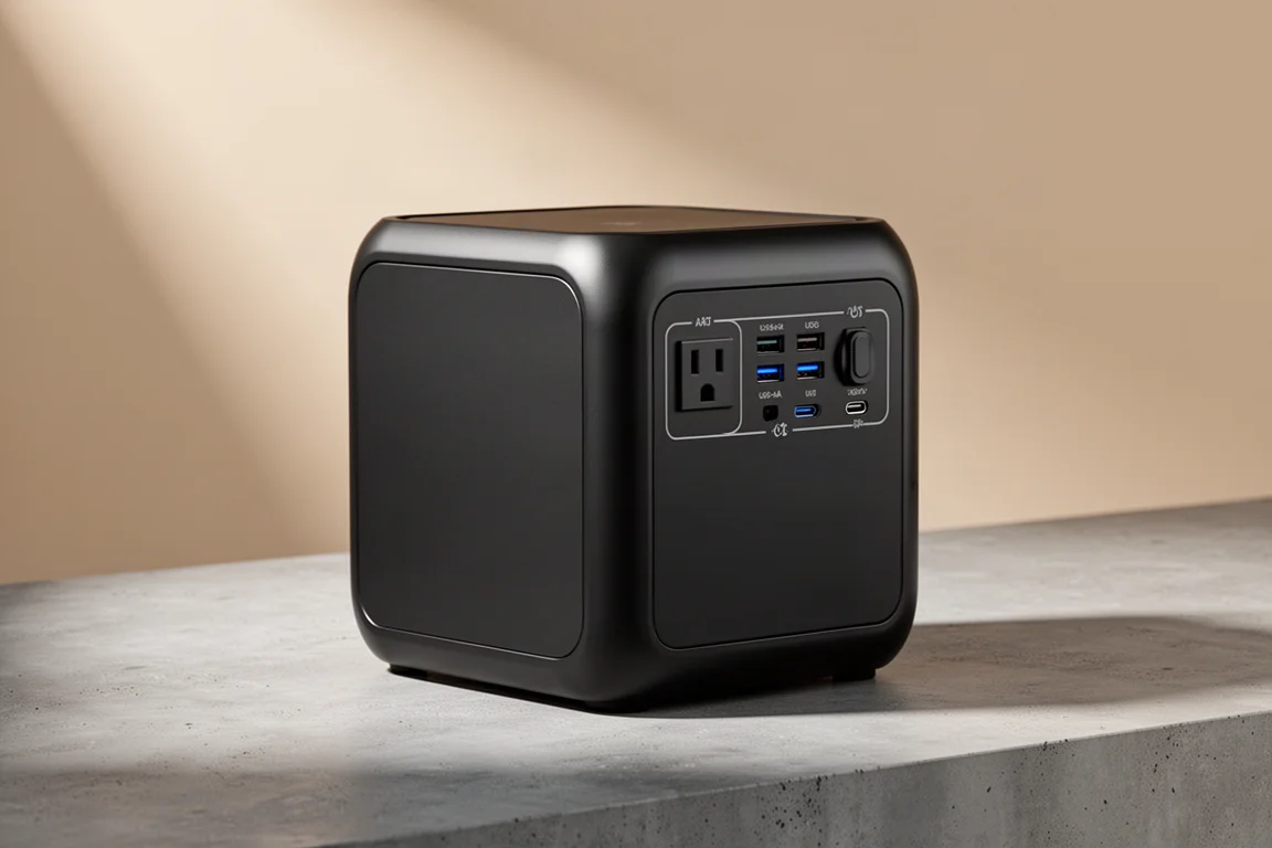 Energizer PPS700 W01 portable power station on a matte concrete surface