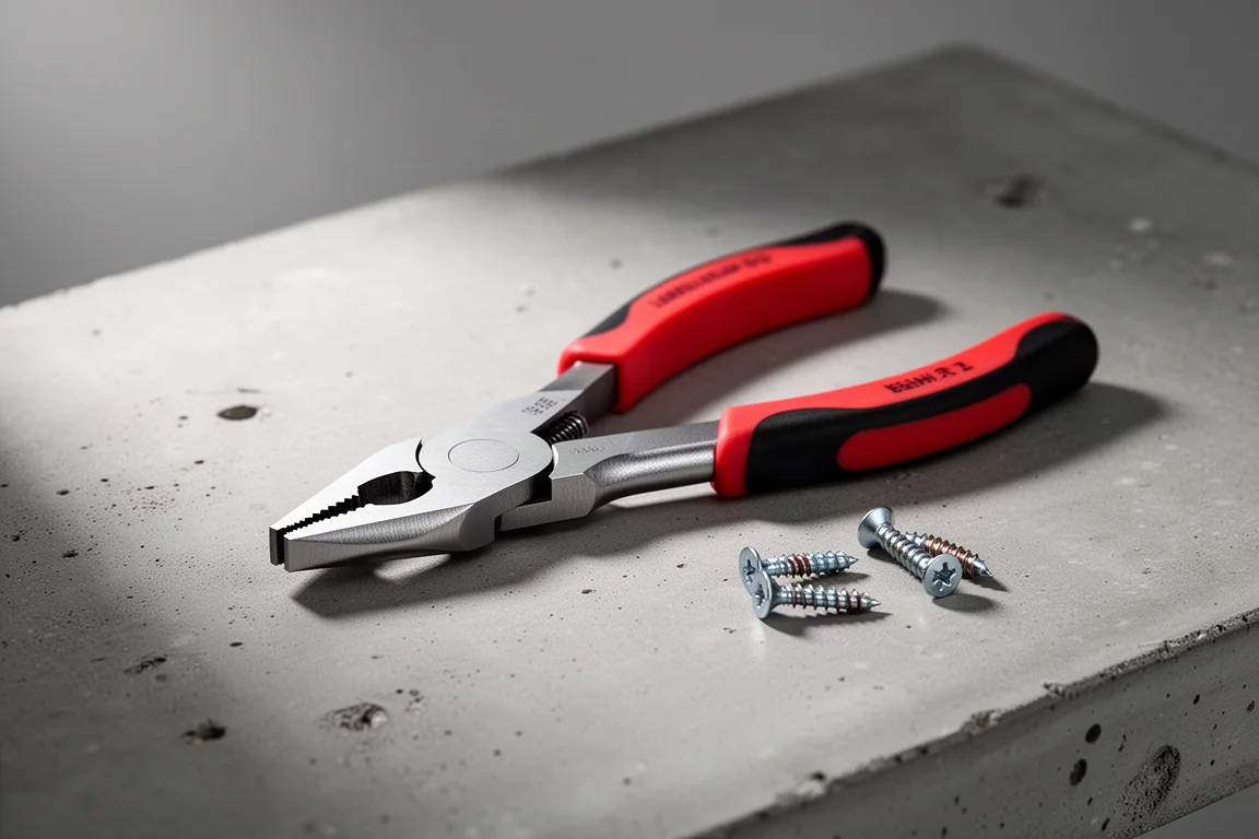 Engineer PZ-56 slip joint pliers with extraction jaws on a concrete workbench