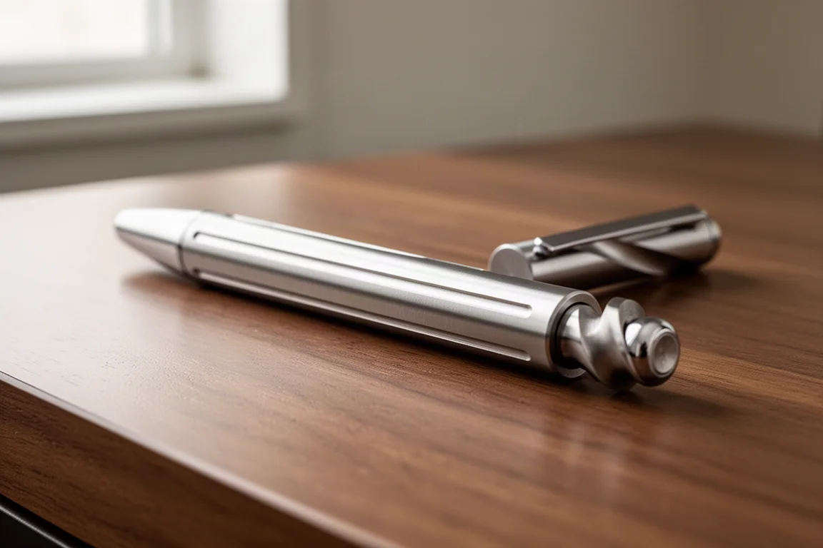 Fusto di una penna rollerball con una scanalatura completa e una sezione posteriore piatta a torsione