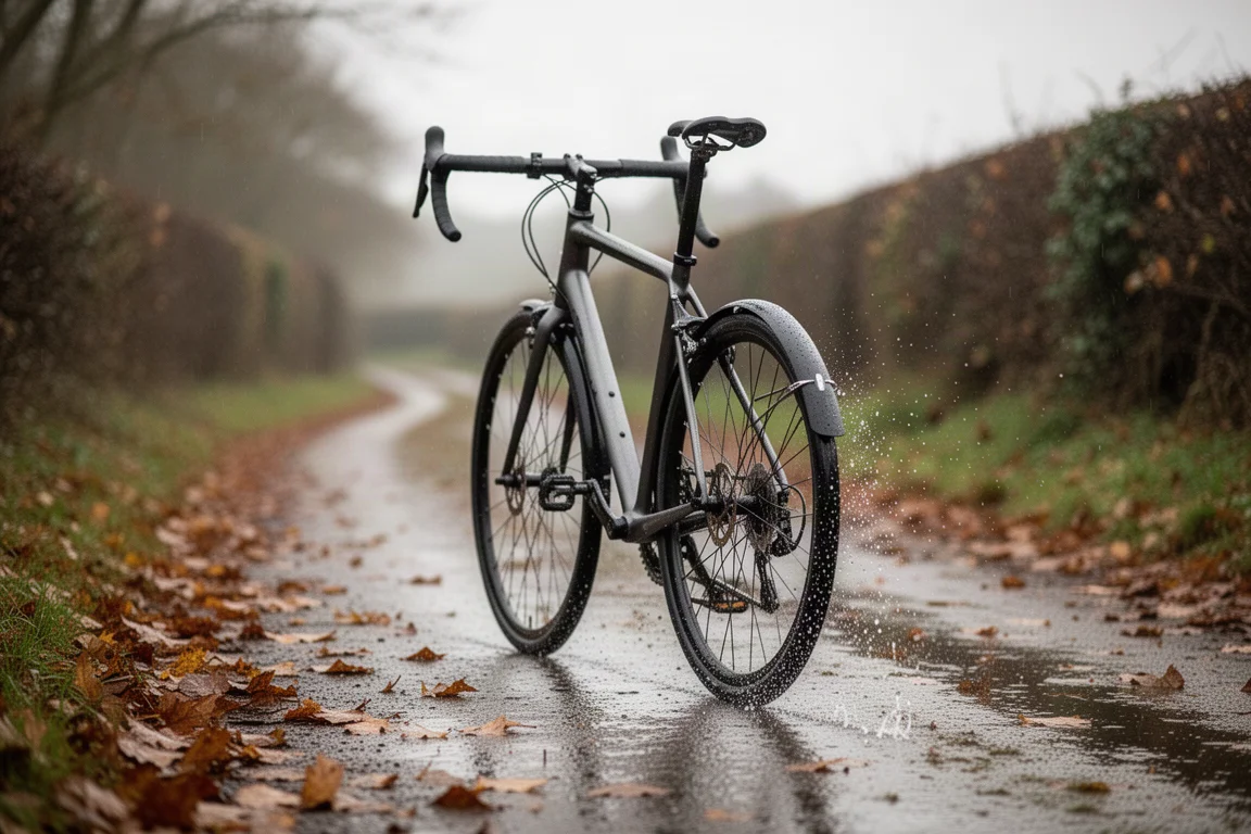 Rowerzysta regulujący wspornik i kierownicę na warsztatowym stojaku do roweru