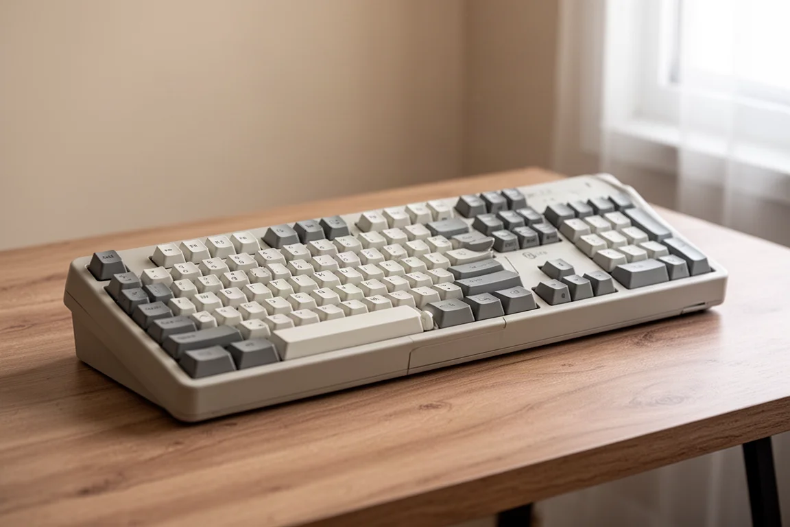 Collezione di tastiere meccaniche tra cui un modello a tema felino e una TKL in alluminio su una superficie di cemento