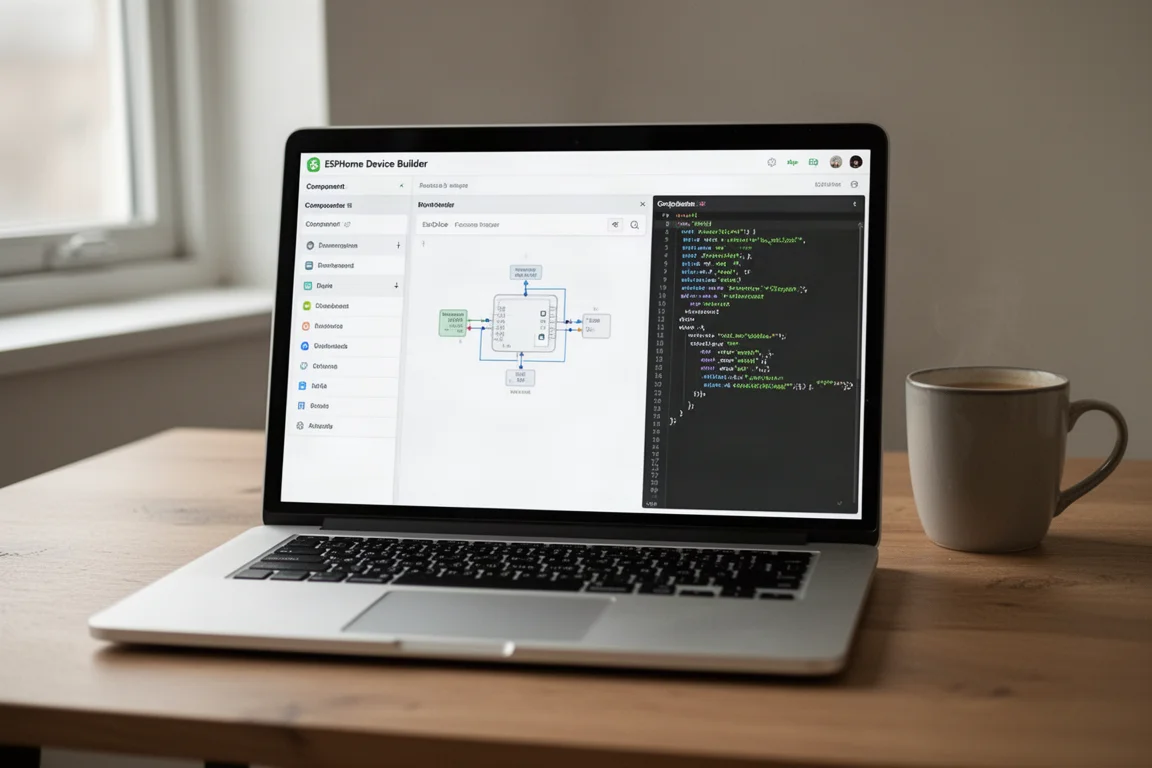 ESPHome Device Builder App-Oberfläche mit einer Gerätekonfigurationsseite