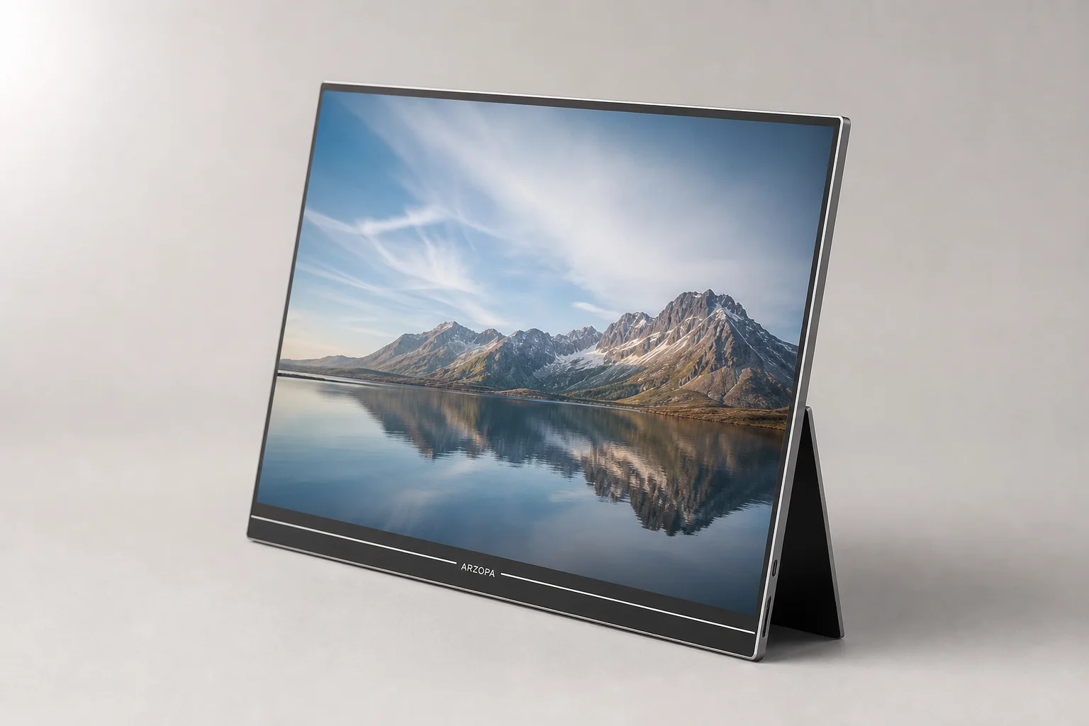Una collezione di display portatili su una superficie in cemento che mostra vari fattori di forma