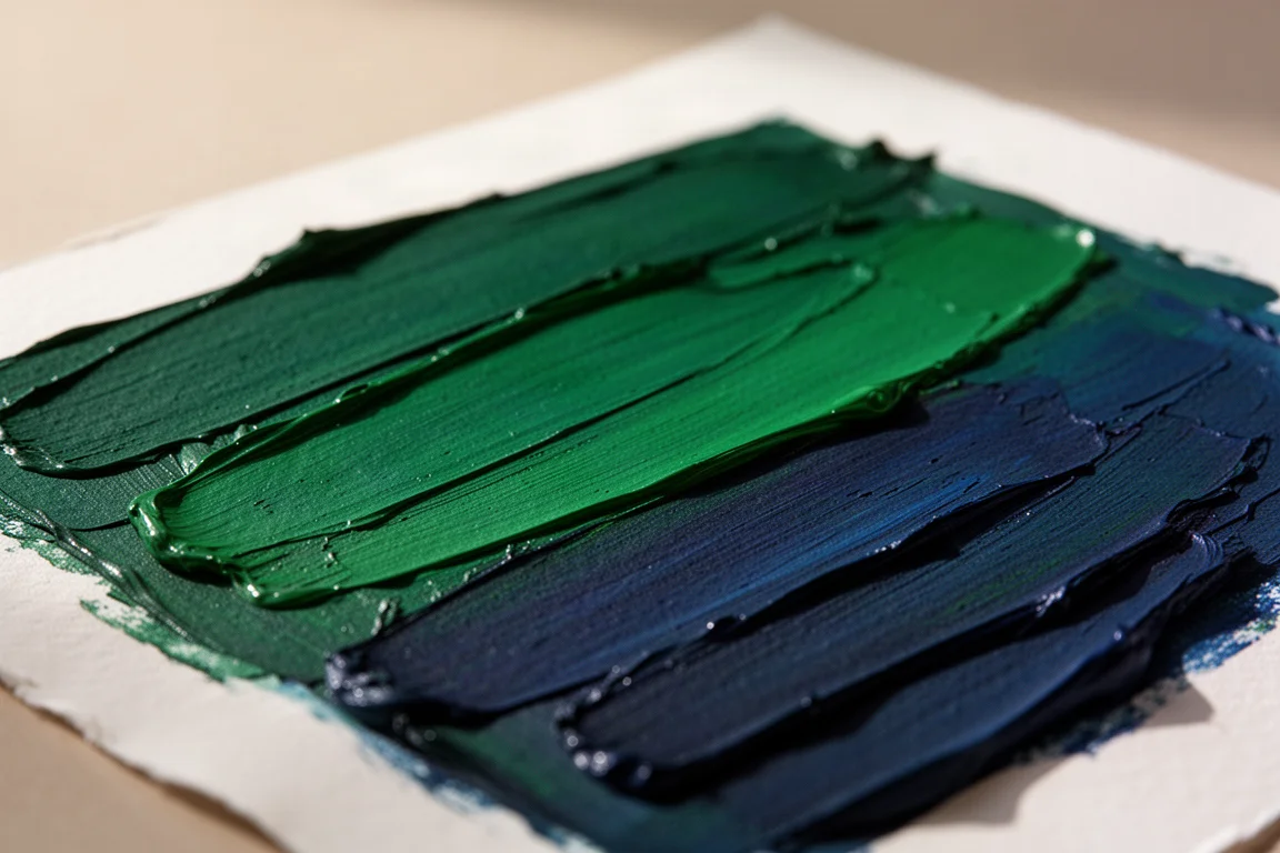 Close-up van gelaagde gouacheverftextuur op glad hot press-papier