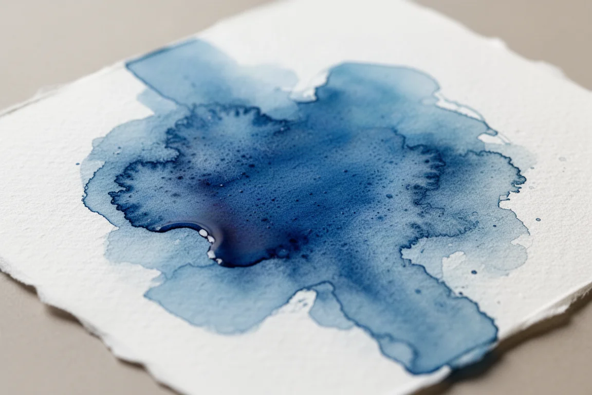 Watercolour bleeding and pooling on textured cold press paper