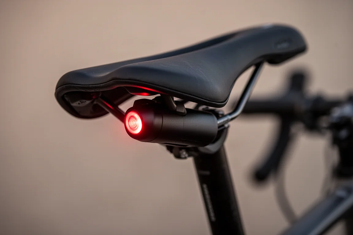 Luce da bici montata sulla sella e nascosta con eleganza sotto la sella stessa
