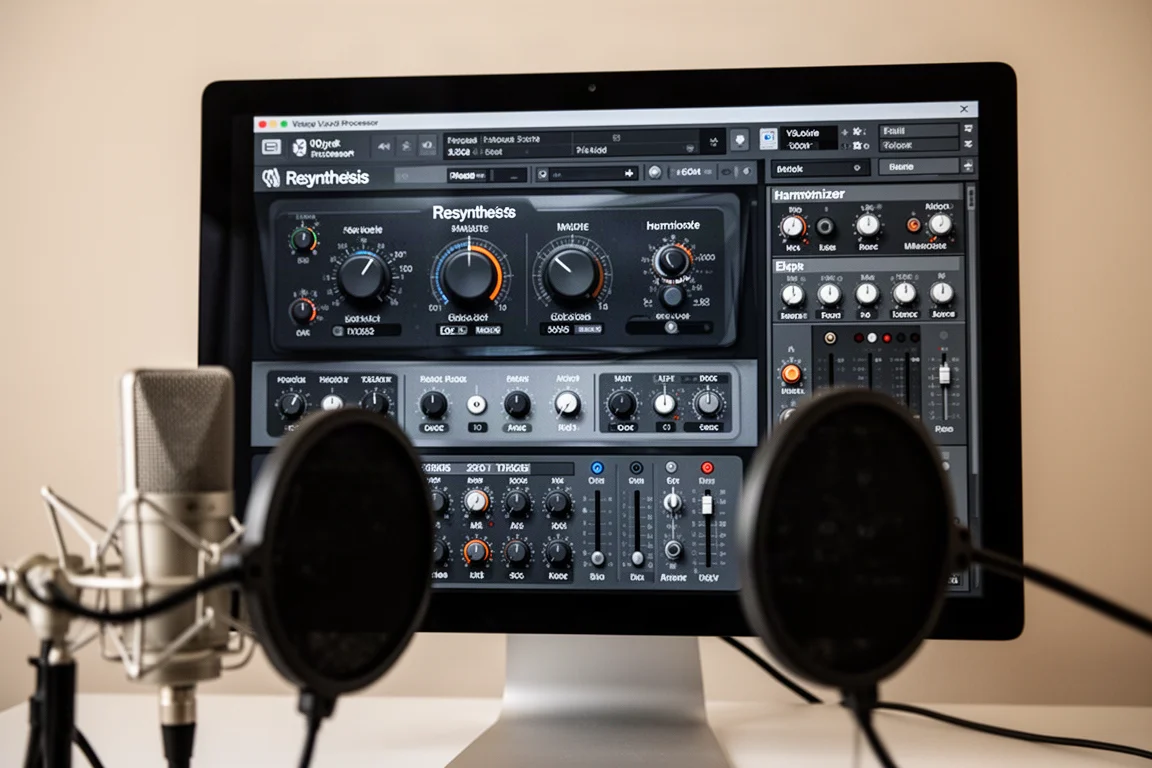 現代音樂製作工作室桌面,配備DAW顯示器、MIDI鍵盤和錄音室監聽喇叭