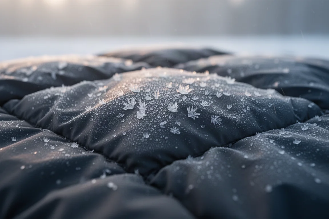 Vlakke weergave van winteronderkleding, woolsokken, gebreide muts, nekwarmer en fleecebroek