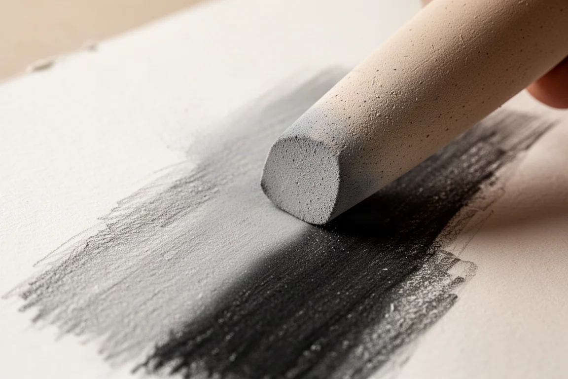 Vermischen von Graphit- und Buntstiftschattierungen mit einem Wischer für ein glattes Finish