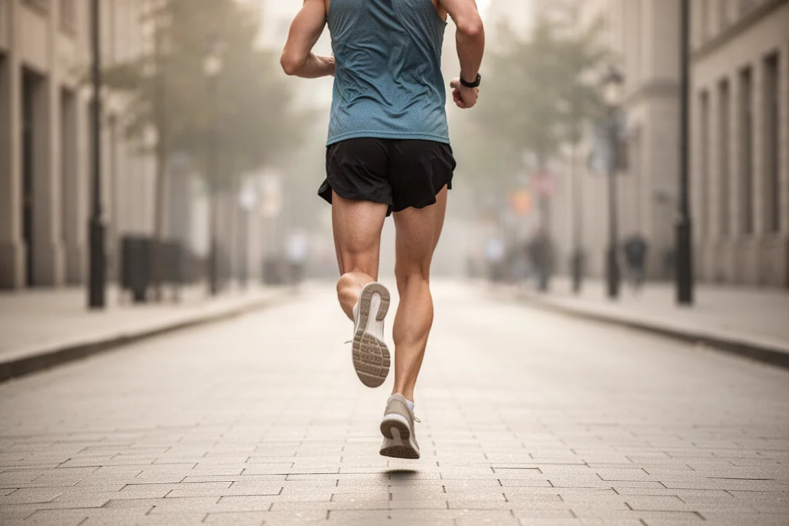 Läufer startet zu einem lockeren Morgenlauf auf ruhigen Straßen