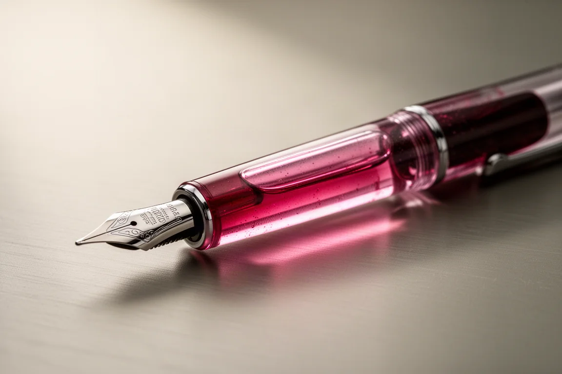 半透明墨水透過鋼筆筆桿顯現