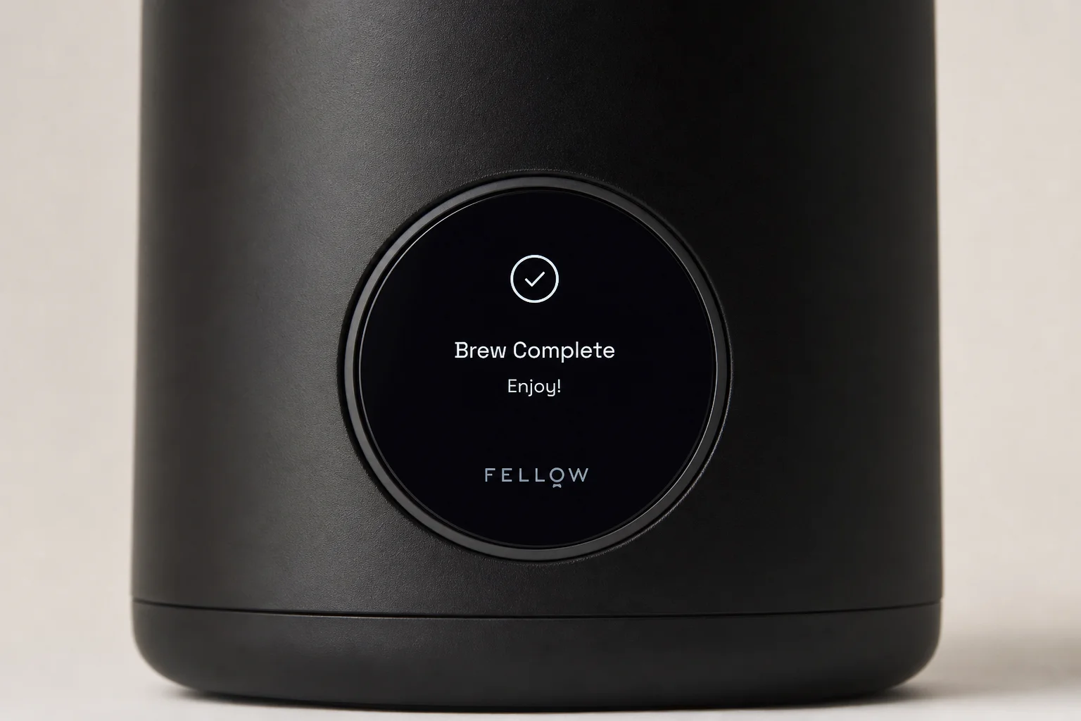Fellow Aiden display screen showing brew completion notification