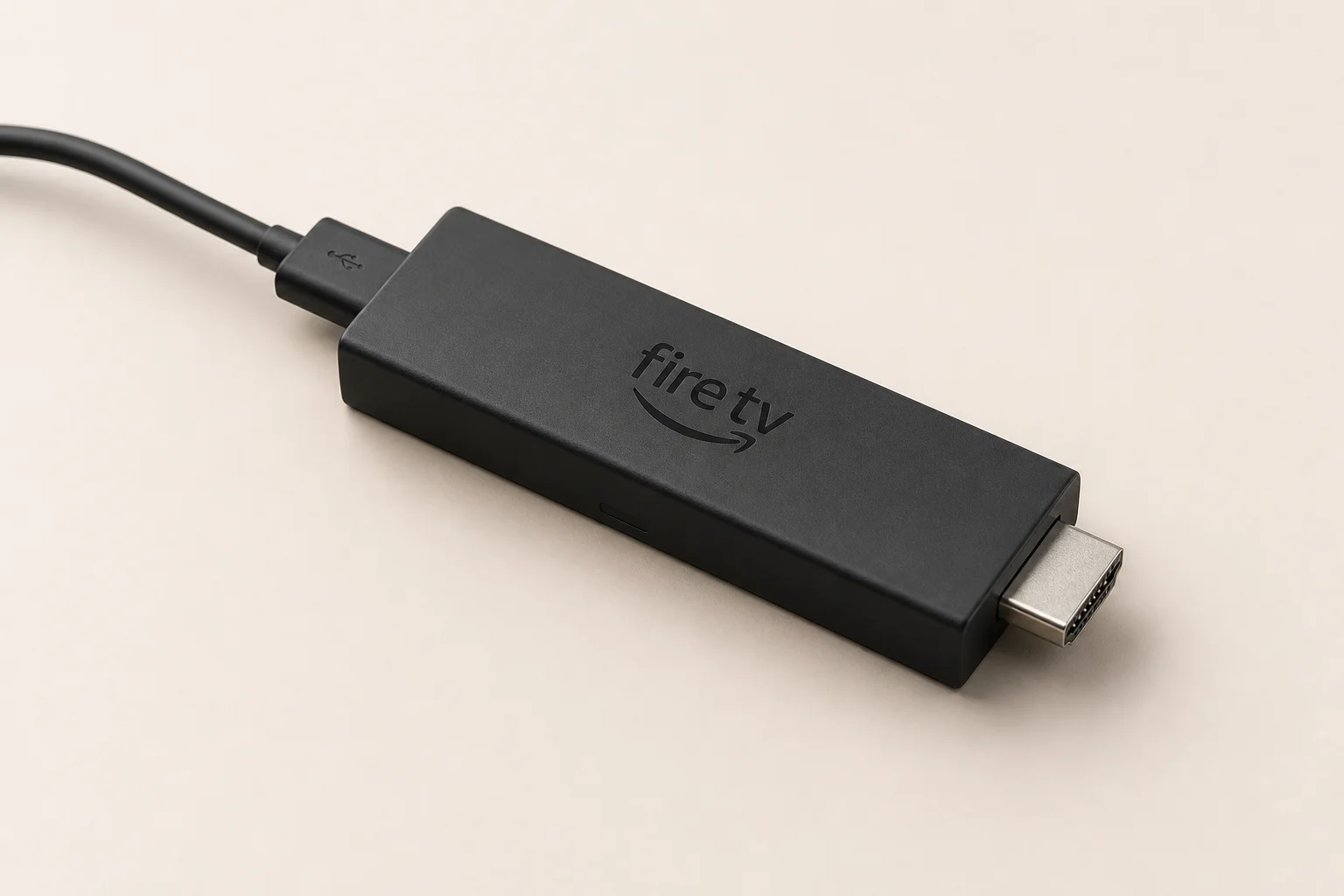 Nine dispositivi di streaming disposti su una superficie in cemento, inclusi Google Chromecast, Amazon Fire TV e altri marchi