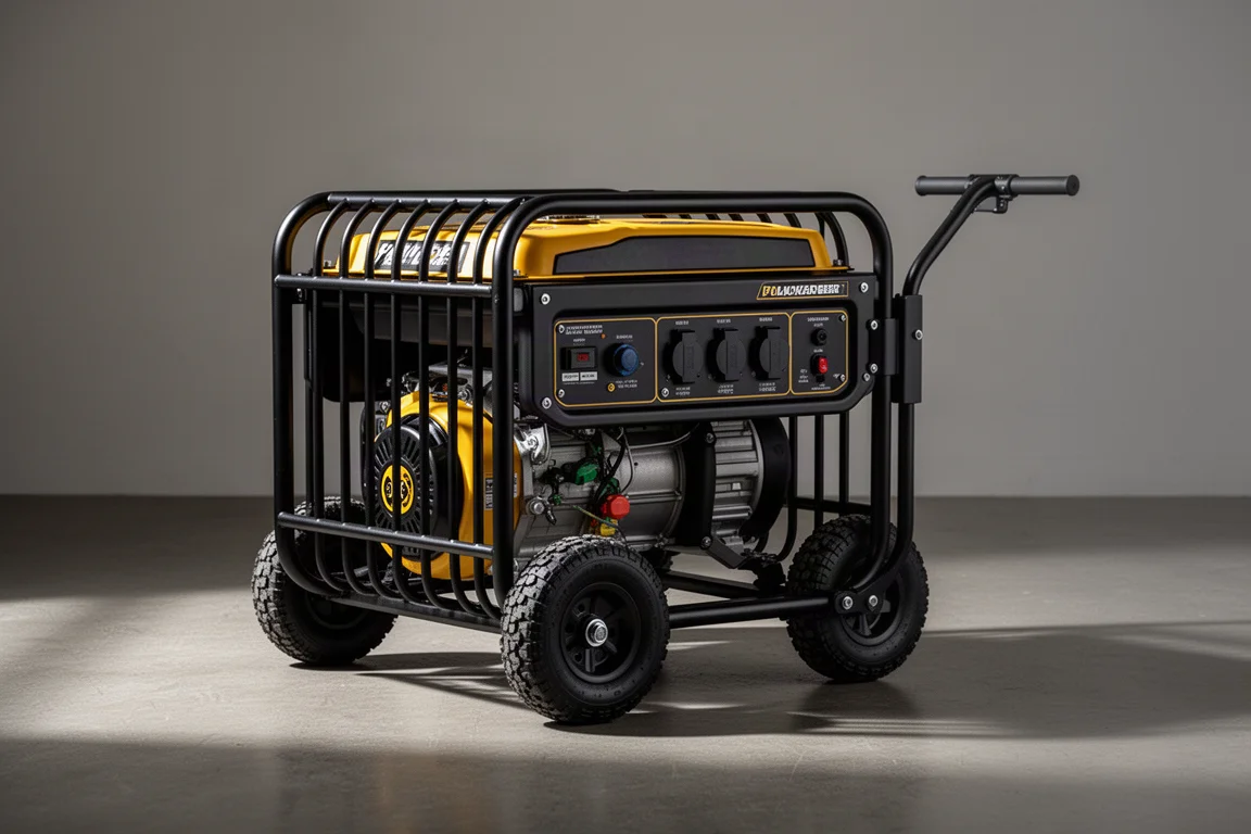 Firman T07571 tri-fuel portable generator with wheel kit on concrete floor