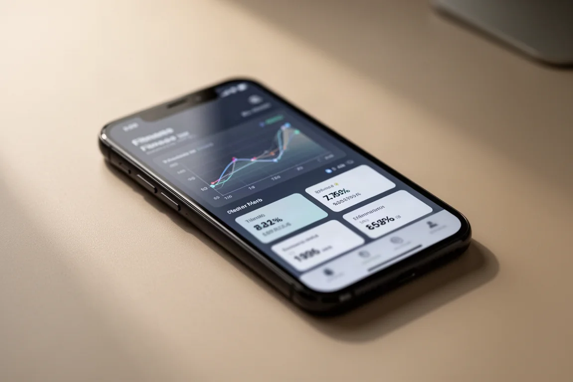 Läufer prüft nach dem Lauf die Statistiken auf dem Smartphone auf dem Bürgersteig