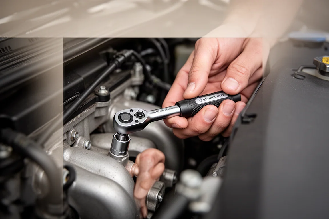 Palm ratchet working in a tight engine bay space