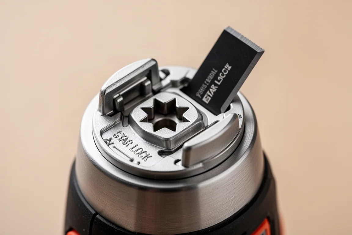 Close-up of a Star Lock blade locking mechanism on a multi-tool head