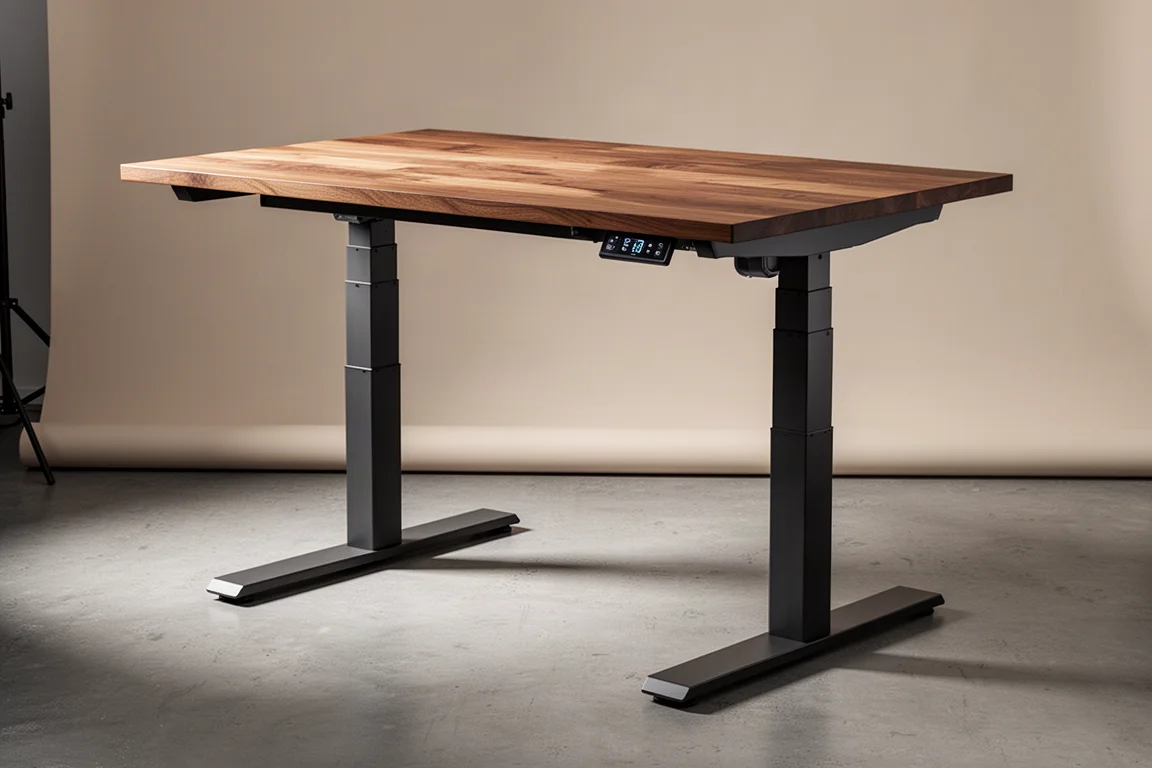 FlexiSpot E5 standing desk with solid wood top and dual-motor frame