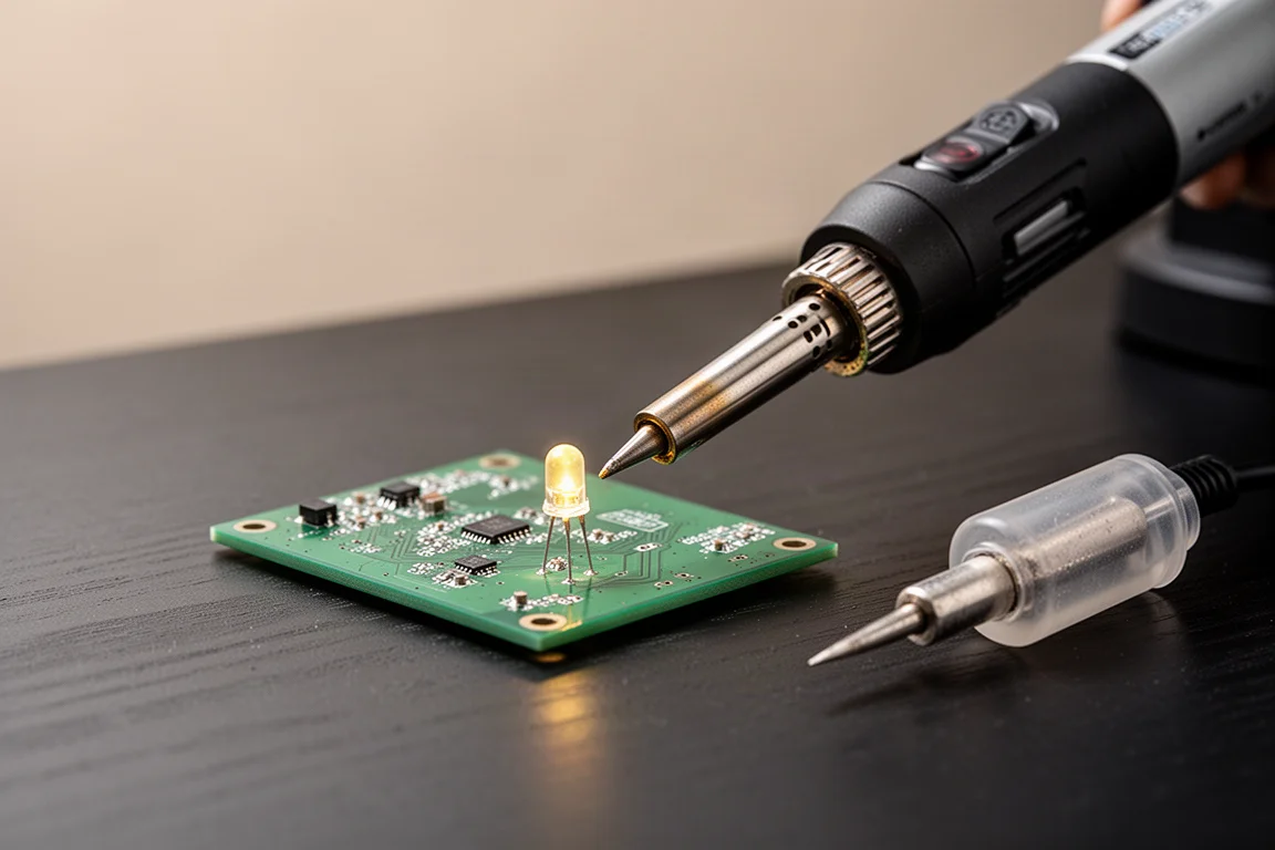 Desoldering a small LED component from a circuit board