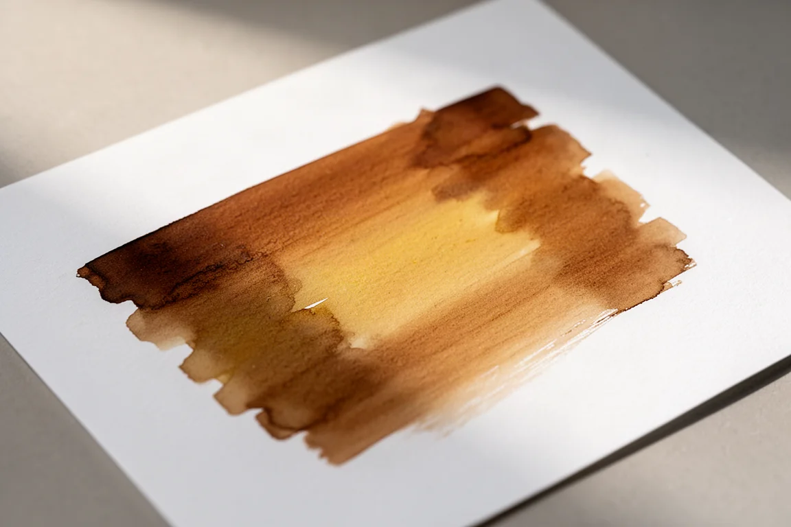 Golden honey brown ink swatch with visible shading from dark brown to yellow-gold