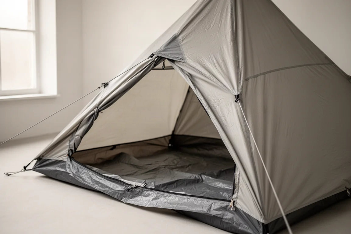 Sil nylon pyramid shelter outer fly with ground sheet inside