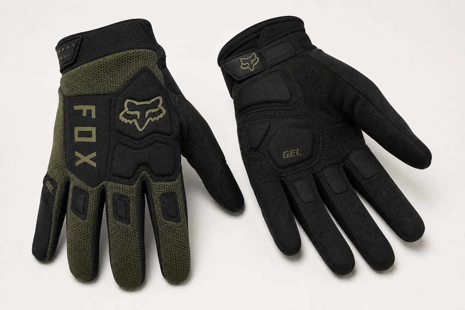 Fox Ranger und Fox Ranger Gel Handschuhe nebeneinander auf Beton