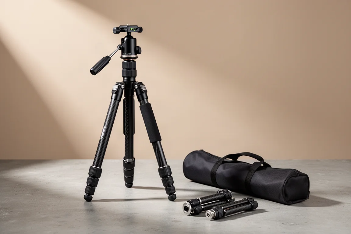 Treppiede da viaggio in fibra di carbonio Freewell 5-in-1 con custodia e mini gambe sul cemento