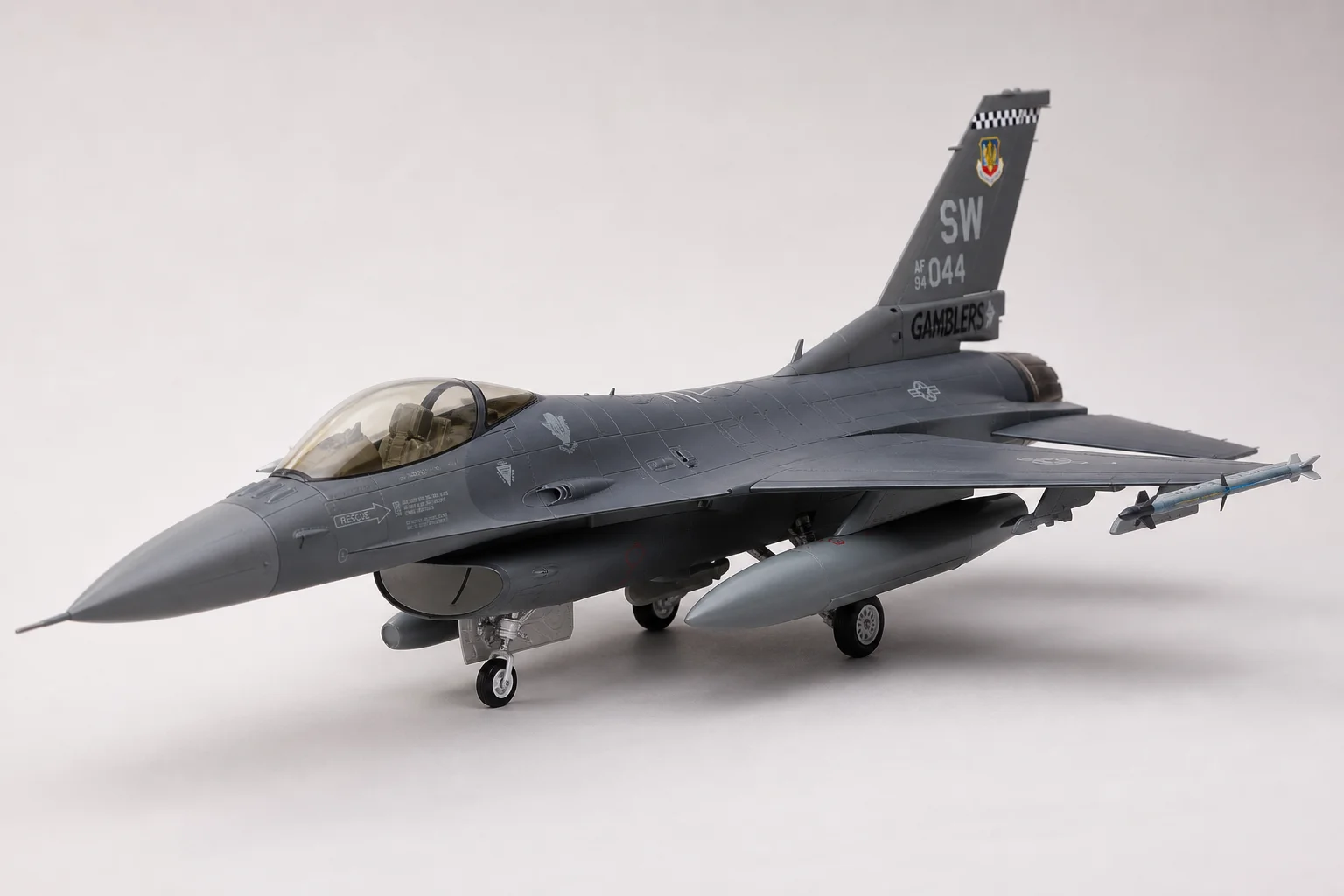Freewing 90mm F-16 V2 RC jet fighter on neutral backdrop
