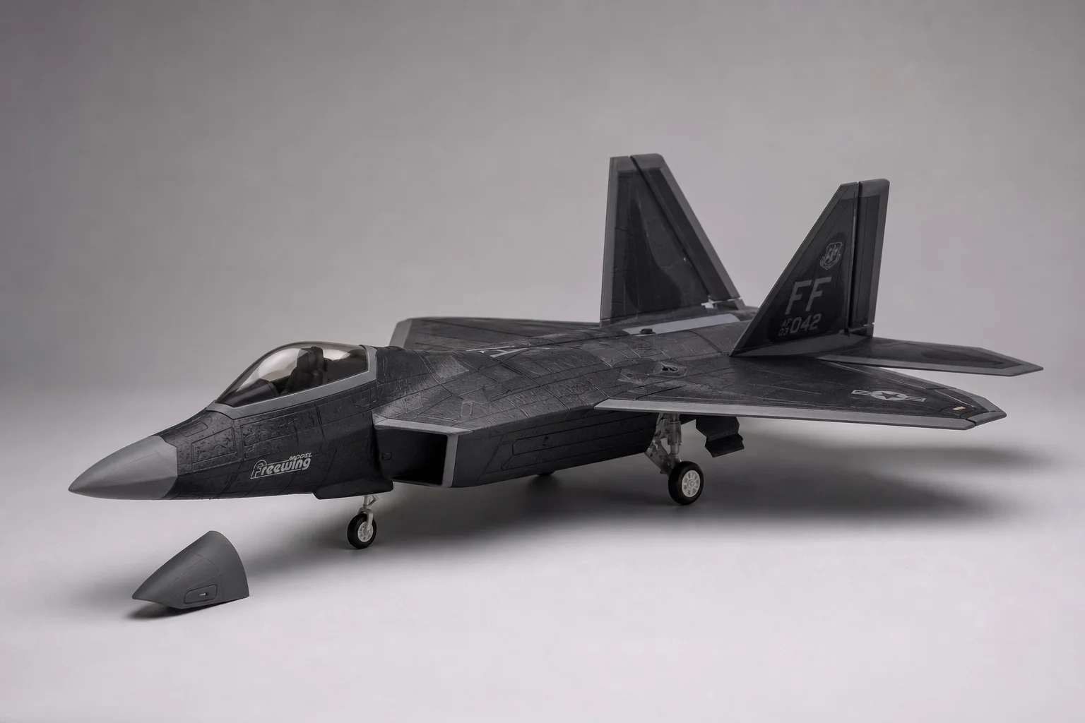 Freewing F-22 Raptor 70mm EDF jet on neutral backdrop