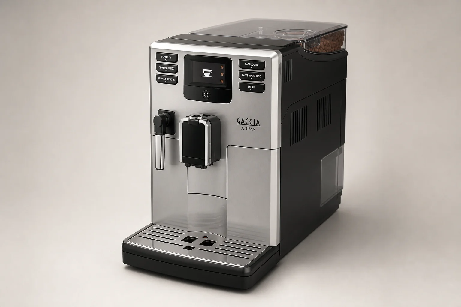 Six espresso machines arranged by effort level on concrete surface