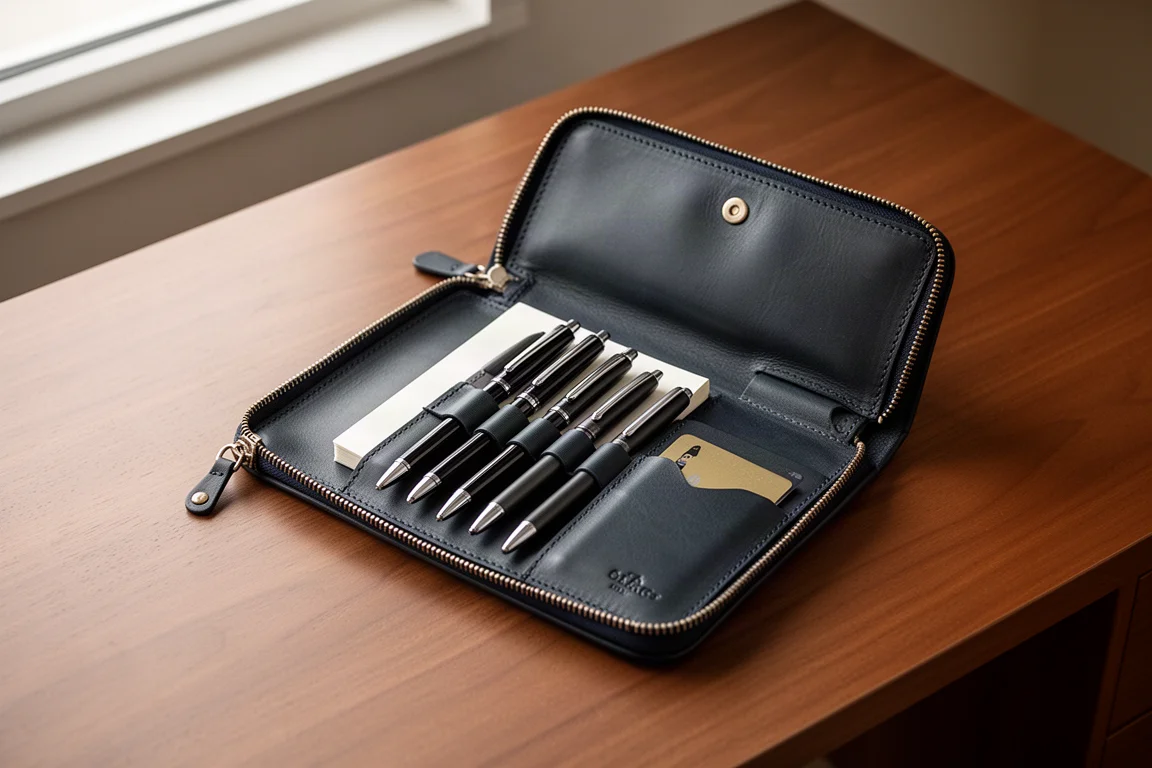 Galen Leather Zippered Writer's Bank Bag product image