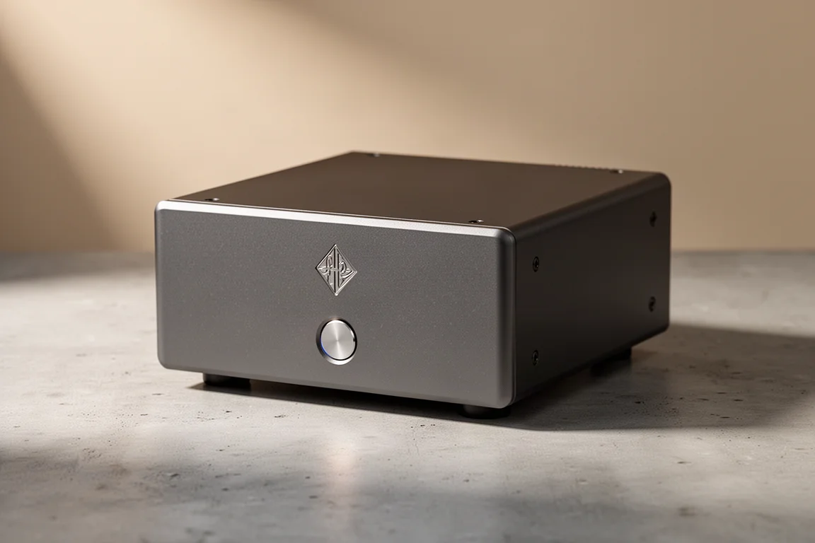 Gallion TSA a20 Class A power amplifier on a matte concrete surface