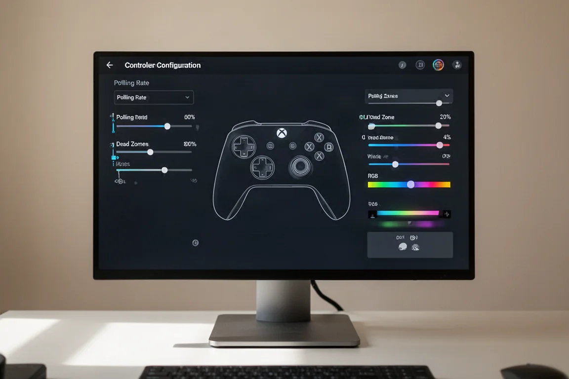 모니터에 컨트롤러 설정을 표시하는 GameSir Connect 소프트웨어 인터페이스
