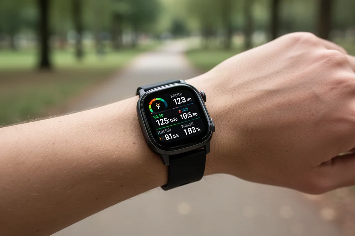 Close-up of a smartwatch screen showing training readiness metrics