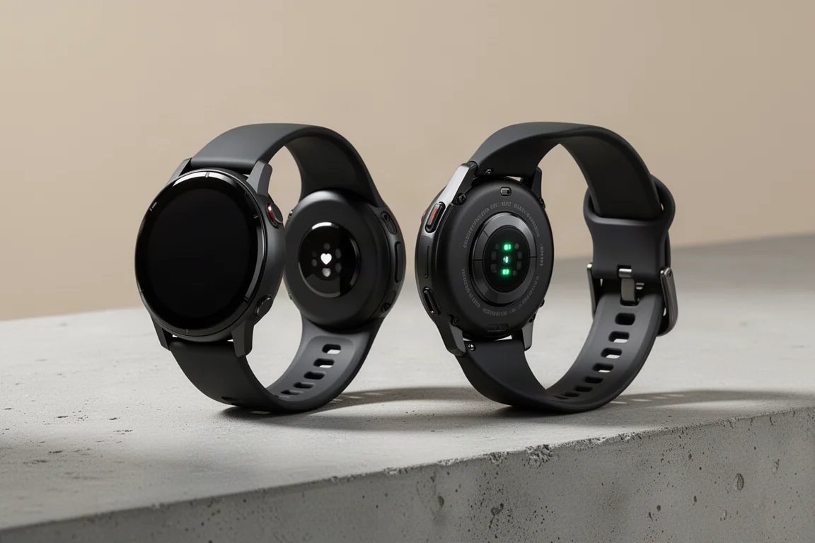 Garmin Forerunner 265 und 265S Sportuhren nebeneinander auf Beton
