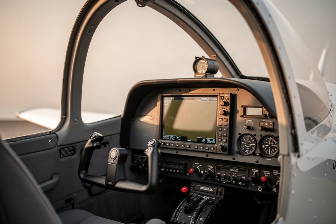 Cockpit de aeronave acrobática leve com painel de vidro único e limpo