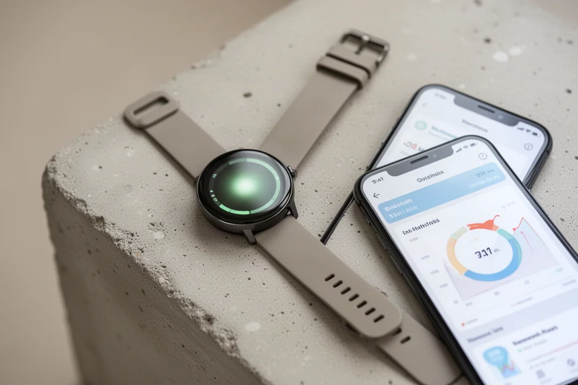 Écran de montre connectée affichant la courbe d'énergie Body Battery en journée