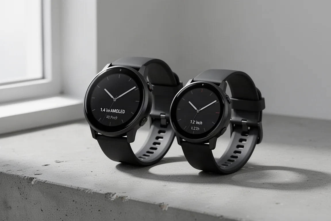 Smartwatch Garmin Venu 3 e Venu 3S affiancati su una superficie in cemento