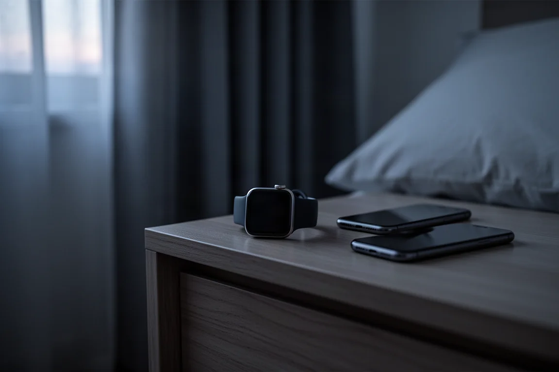 Person som sover med en fitnessklocka som spårar nattliga mätvärden