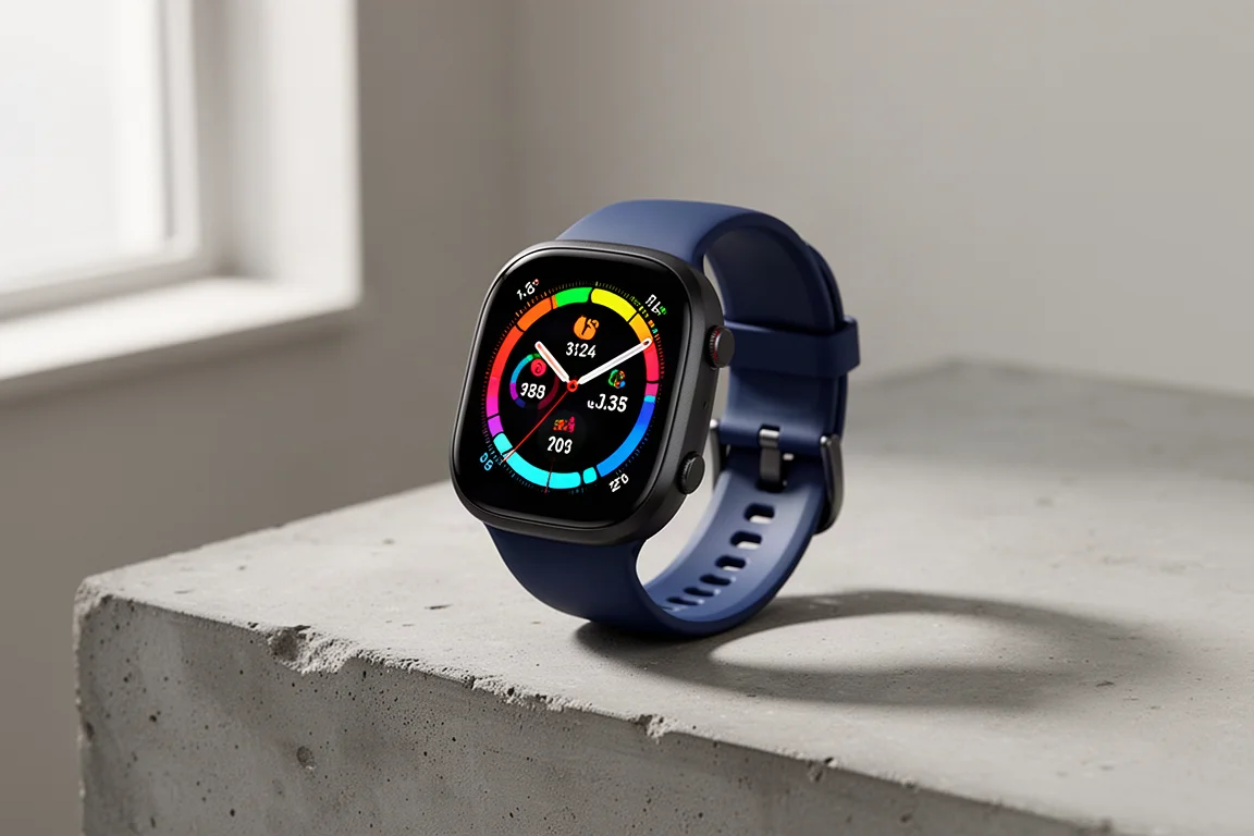 Garmin Vivoactive 5 Smartwatch mit hellem AMOLED-Display auf Betonoberfläche