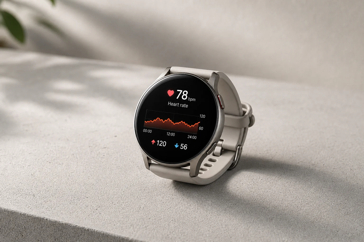 Garmin Vivoactive 6 smartwatch with AMOLED display on a concrete surface