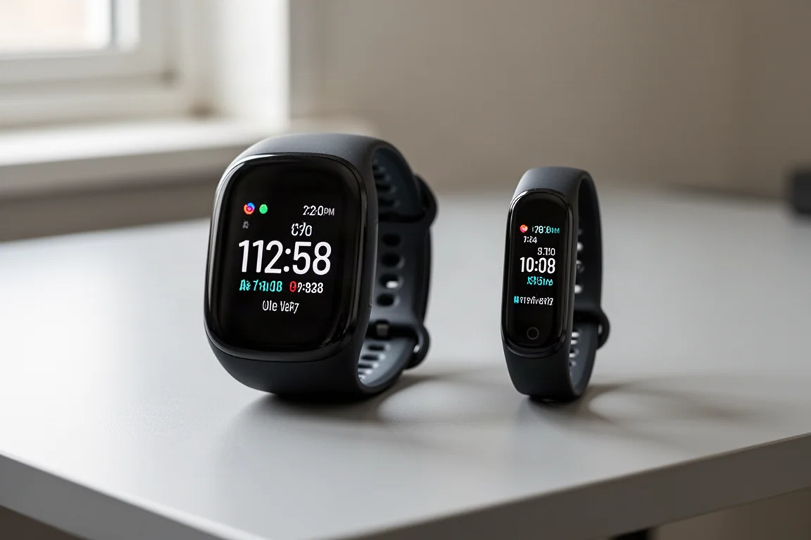 Due fitness band affiancate con un display più grande e uno più piccolo