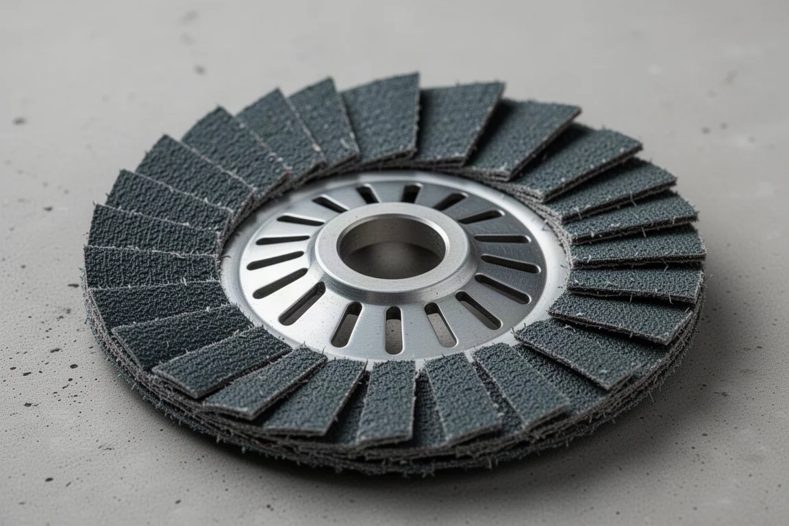 Close-up of a vented cooling hub on a flap disc