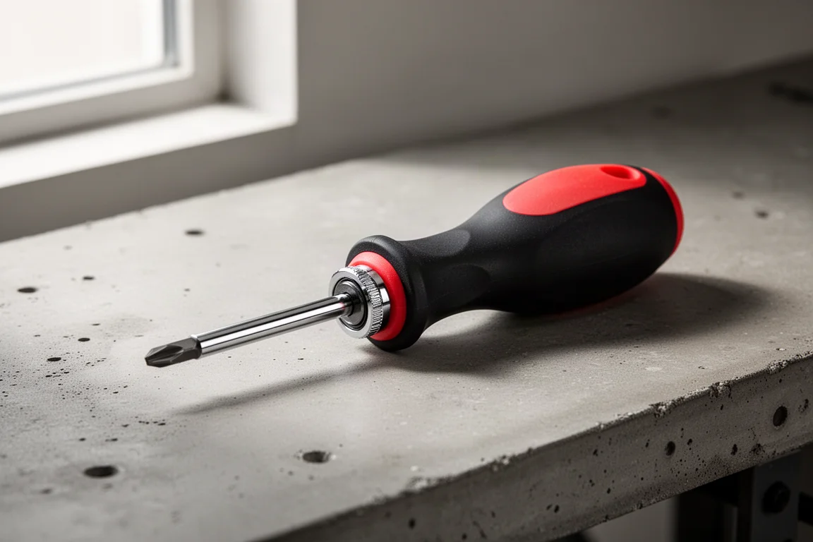 Cacciavite a cricchetto GearWrench 82788 su una bancada in cemento