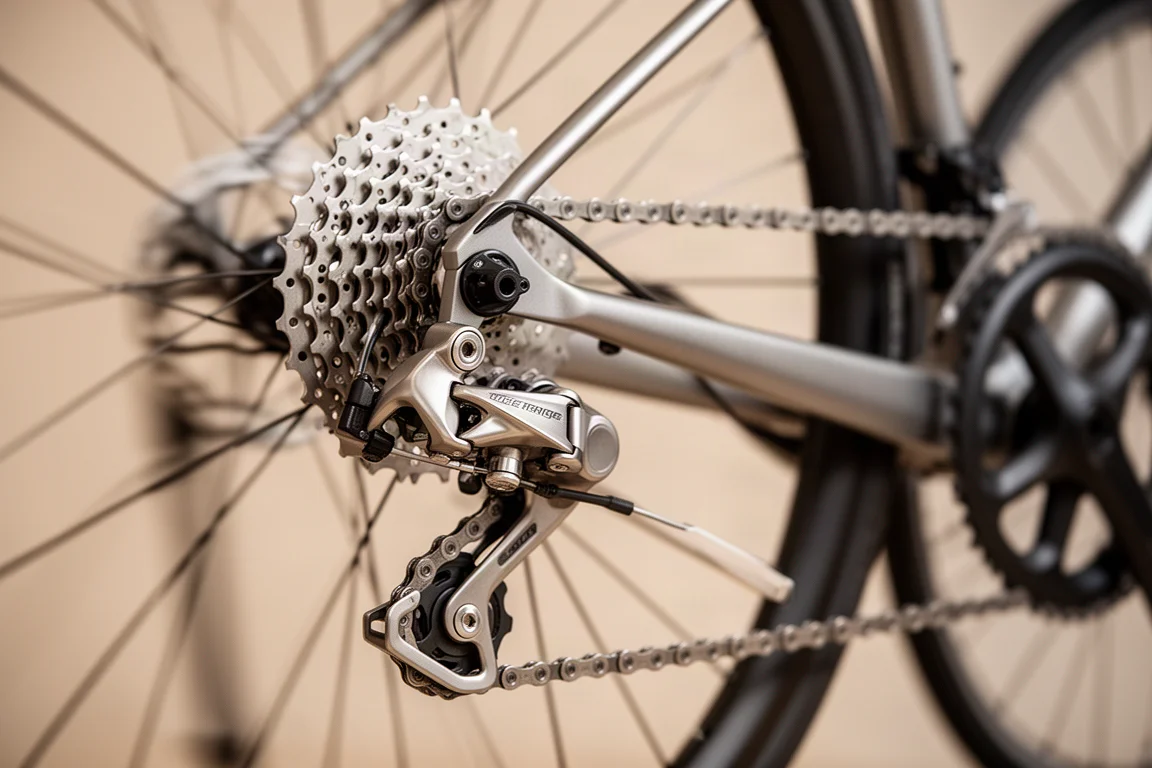 Cyclist in a long, low aerodynamic position riding a gravel bike