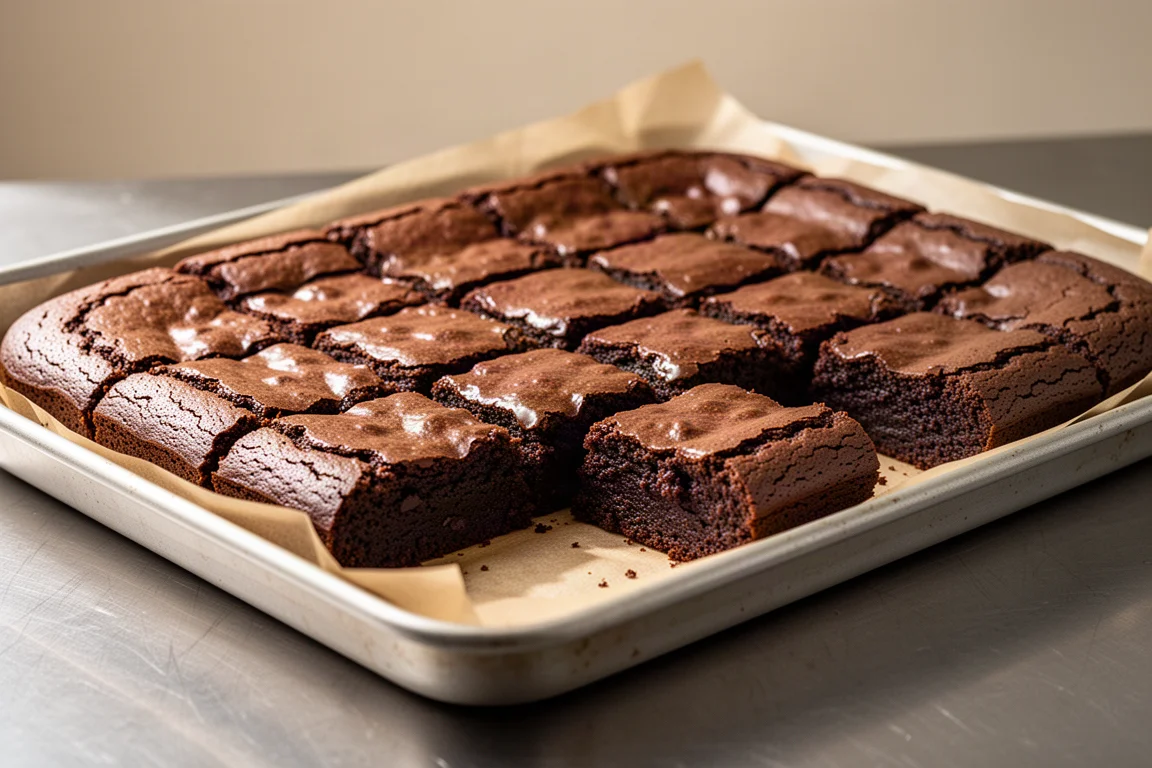 Brownies in Quadrate geschnitten mit cremigem Kern und knusprigen Rändern
