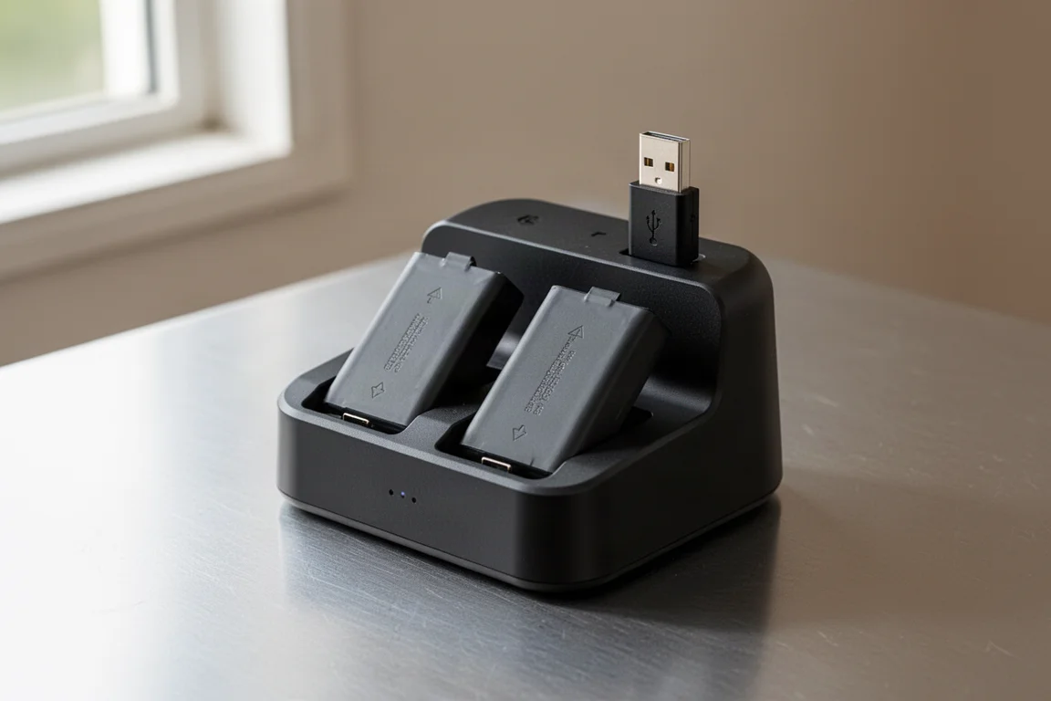 Dock di ricarica per headset da gaming wireless con due batterie e dongle USB-C