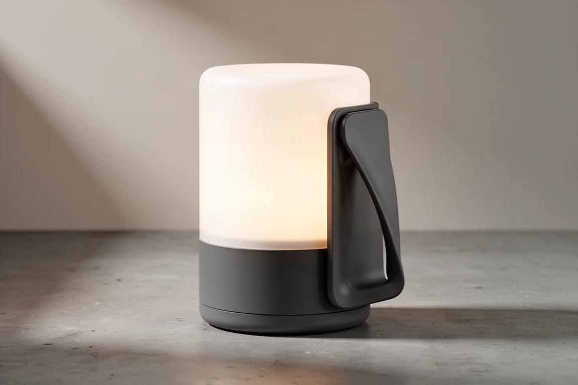 マットなコンクリート面に置かれ、ハンドルを折りたたんだ Goal Zero Lighthouse Core Lantern
