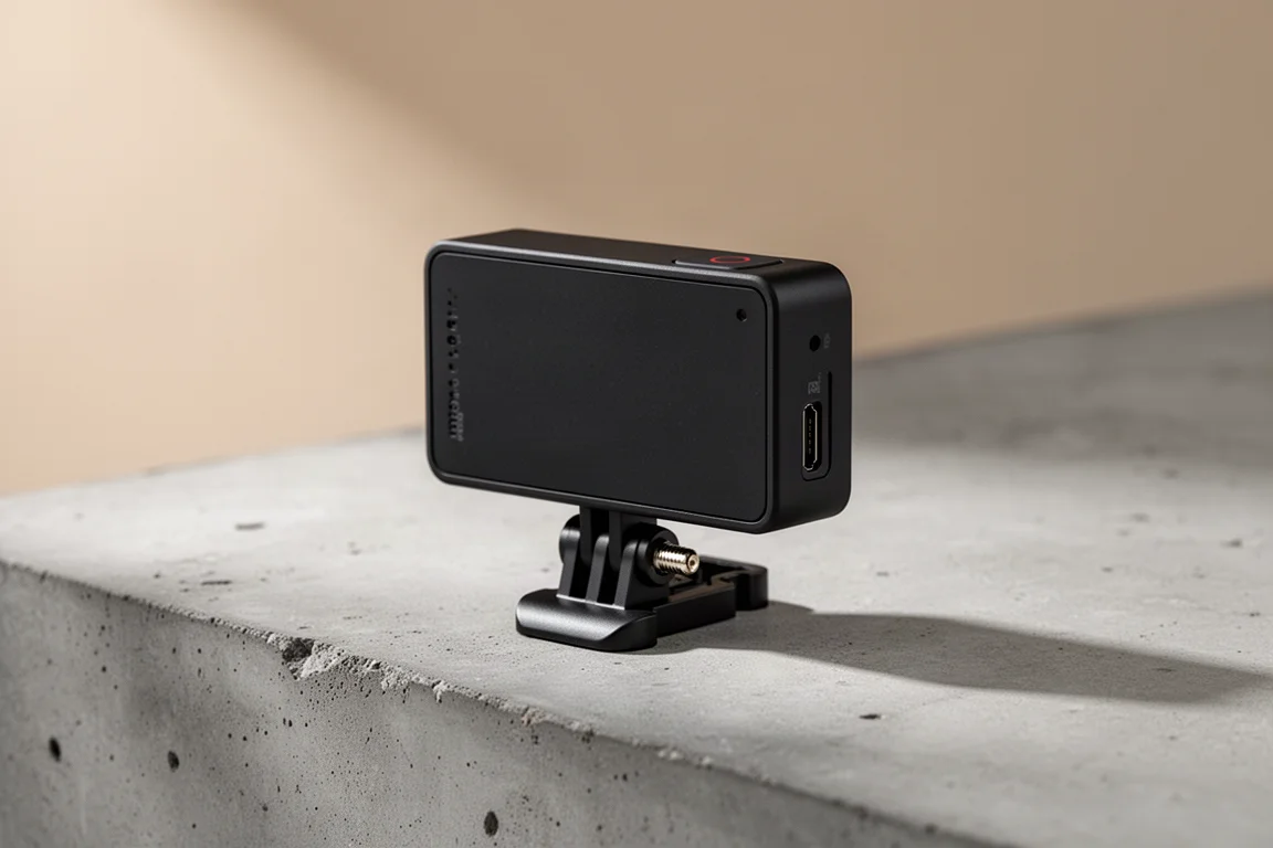 GoPro Hero 10 Bones compact action camera with no rear screen on concrete surface