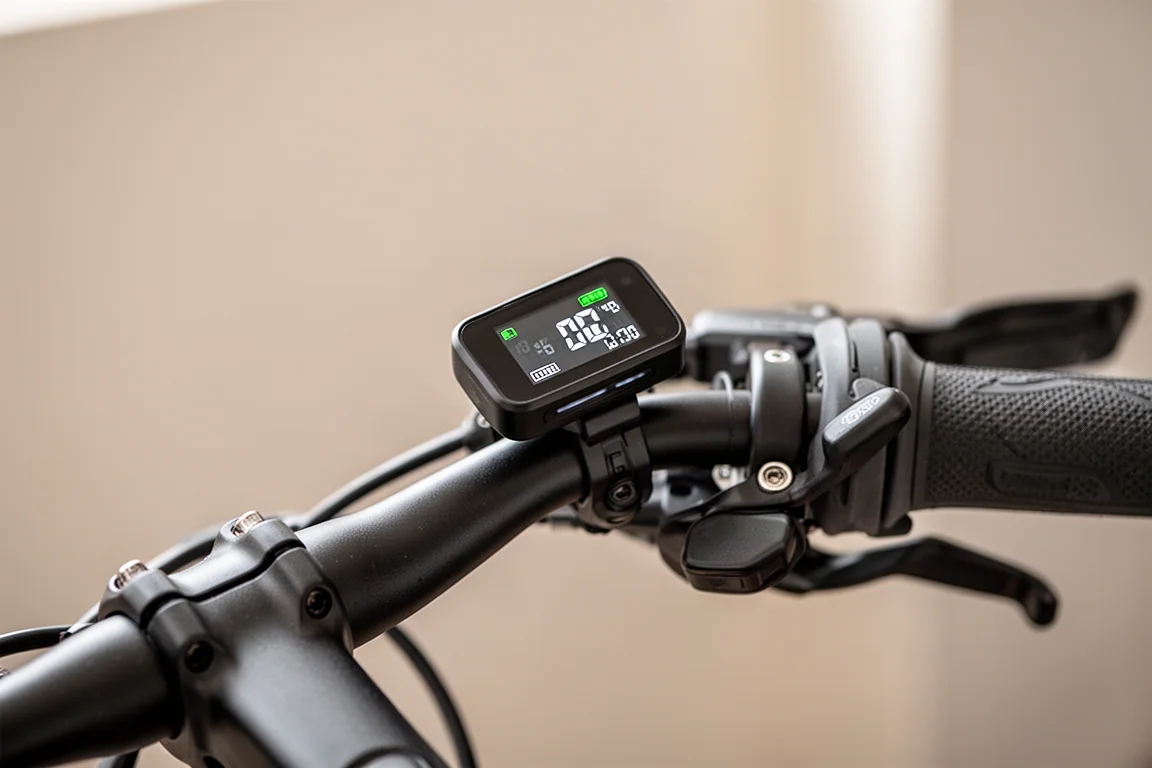 Nahaufnahme des LED-Displays und der Lenkerbedienelemente des Gotrax Ranger 16